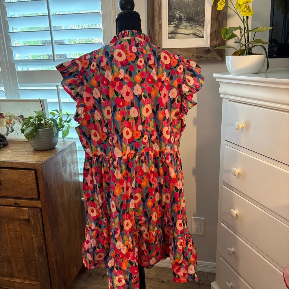 CHICSOUL
Floral Tiered Dress - Pink and Red, 2X - Picture 3 of 10